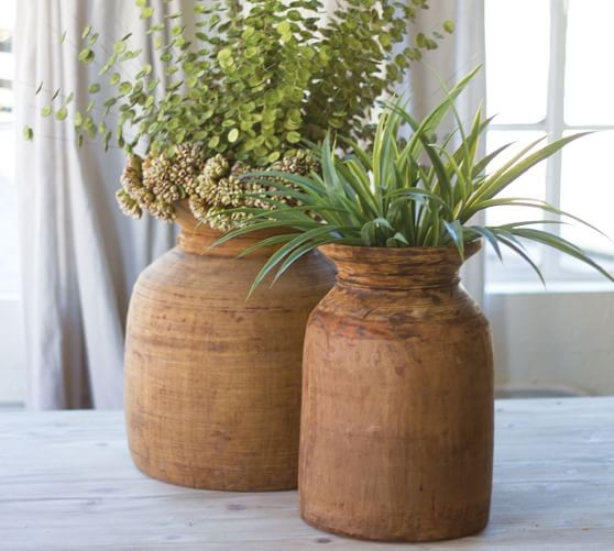Mango Wood Urns - Set of 2 | Pottery Barn (US)