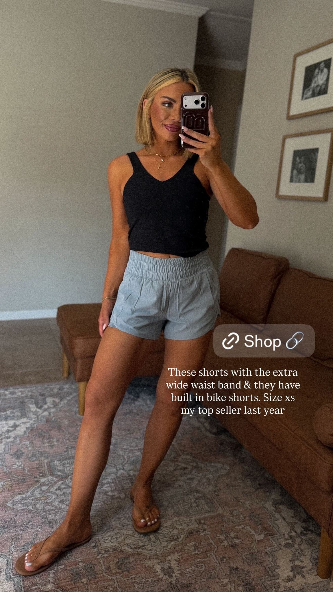 These shorts with the extra wide waist band & they have built in bike shorts. Size xs my top seller last year