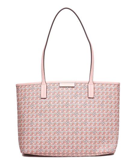 Tory Burch Winter Peach Geometric Ever-Ready Small Coated Canvas Zip Tote | Zulily