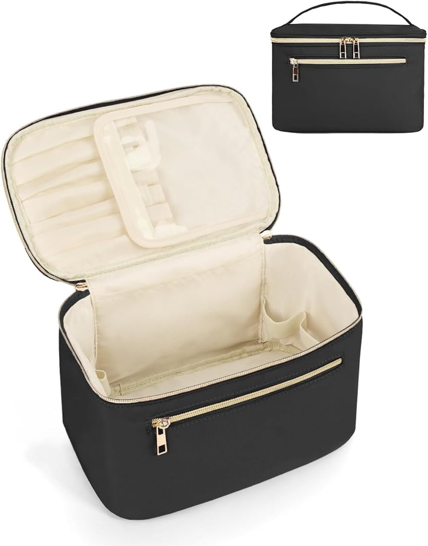 Wandering Nature Makeup Bag, Travel Make Up Organizer Cosmetic Brush Bags Case for Women in Quilt... | Amazon (US)