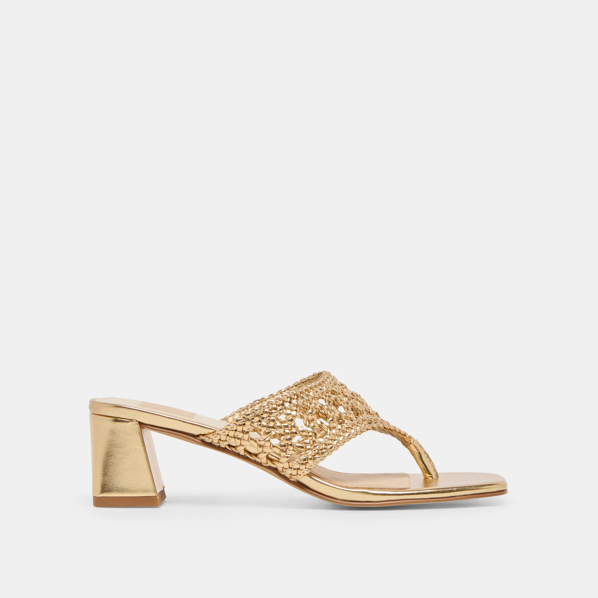 Barlo Heels Gold Woven Stella | DolceVita.com