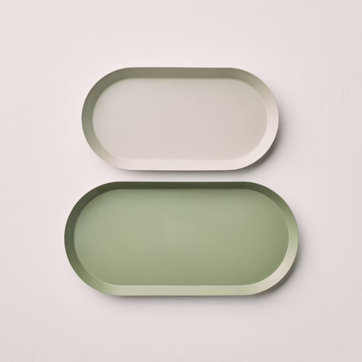 2pc Metal Oval Desk Tray Set Green Tones - Hearth & Hand™ with Magnolia | Target