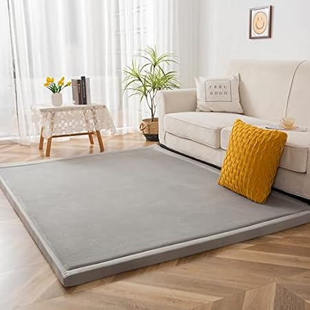 Loartee Nursery Rug Coral Velvet Crawling Rugs Mat Area Rugs Play Crawling Mat(6'8"x9'8", Gray) for  | Amazon (US)