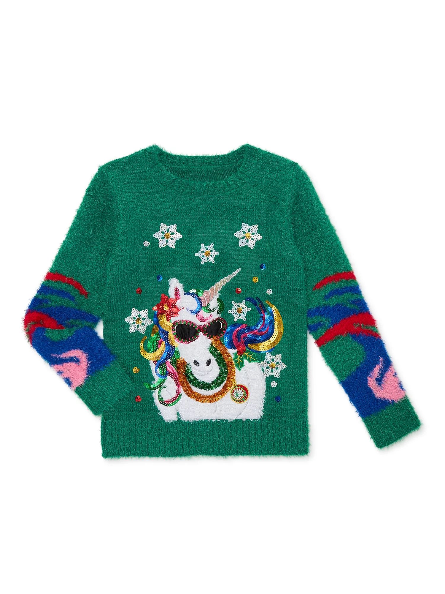 Holiday Time Girls Christmas Sweater, Sizes 4-18 & Plus - Walmart.com | Walmart (US)