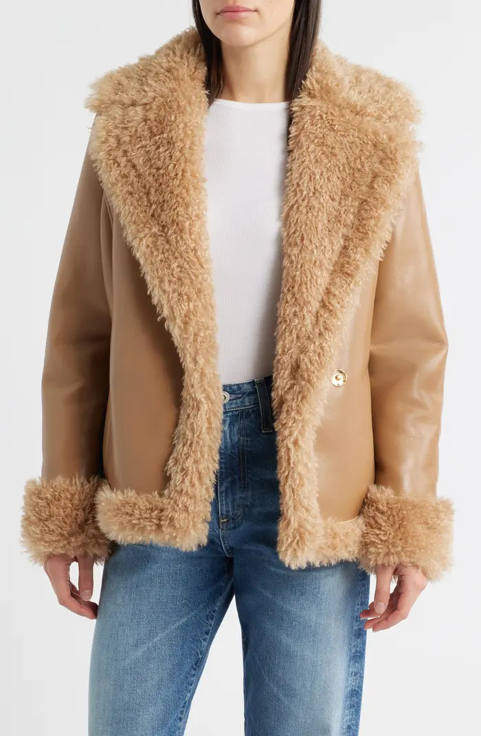 Bernardo Faux Shearling Wrap Coat | Nordstrom | Nordstrom