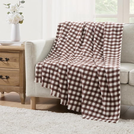 My Texas House Brown Woven Gingham Fringe Throw, 60" x 80" | Walmart (US)