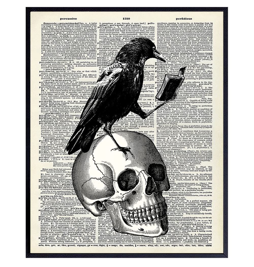 Gothic Edgar Allan Poe The Raven Poster - 8x10 Hipster Vintage Skull Wall Art, Home Decor or Room... | Amazon (US)
