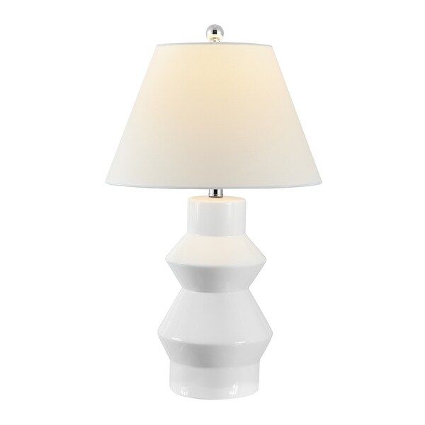 SAFAVIEH Lighting 26-inch Larcia White/ Brass LED Table Lamp - 15" W x 15" L x 25.5" H | Bed Bath & Beyond