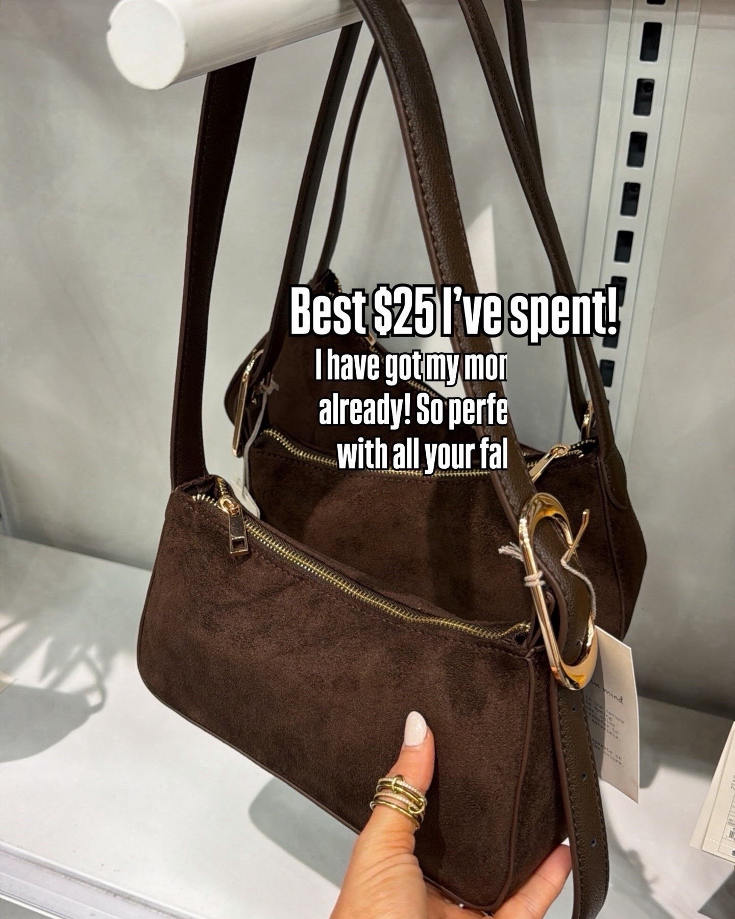 Best $25 I’ve spent lately 🤎 I’ve already gotten so much use out of this bag! The perfect little brown bag for all my fall outfits 🍂

#target