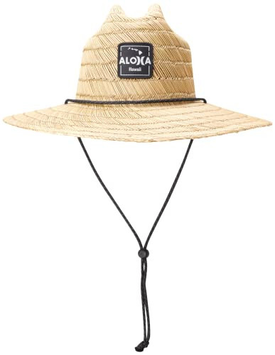 Hurley Men's Straw Hat - Wide Brim Channel Island Lifeguard Hat - Stylish Sun Hats for Men with Chin Strap, Size One Size, Khaki | Amazon (US)