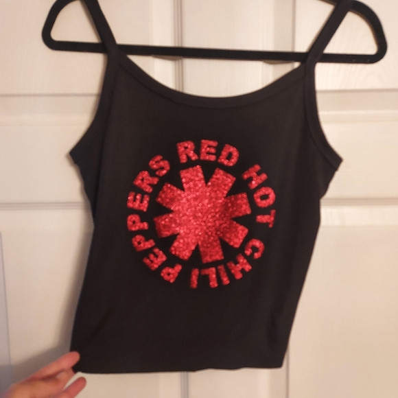Red hot chili peppers crop top red hot chili tank top rhcp shirt red glitter | Poshmark