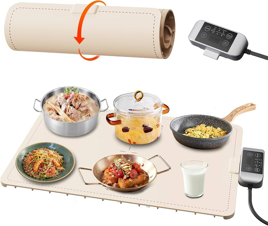 Electric Food Warming Tray- Removable Plug, Easy Cleaning, Full Surface Heating, Rollable Nano Si... | Amazon (US)