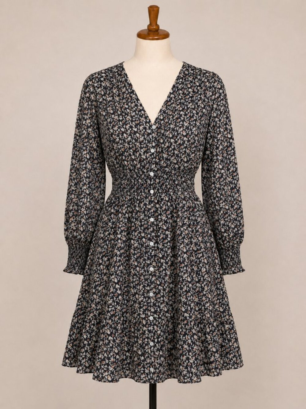 Veronica Beard Katari Floral Cotton Mini Dress Size 2 Navy Multi Smocked $398 | Poshmark