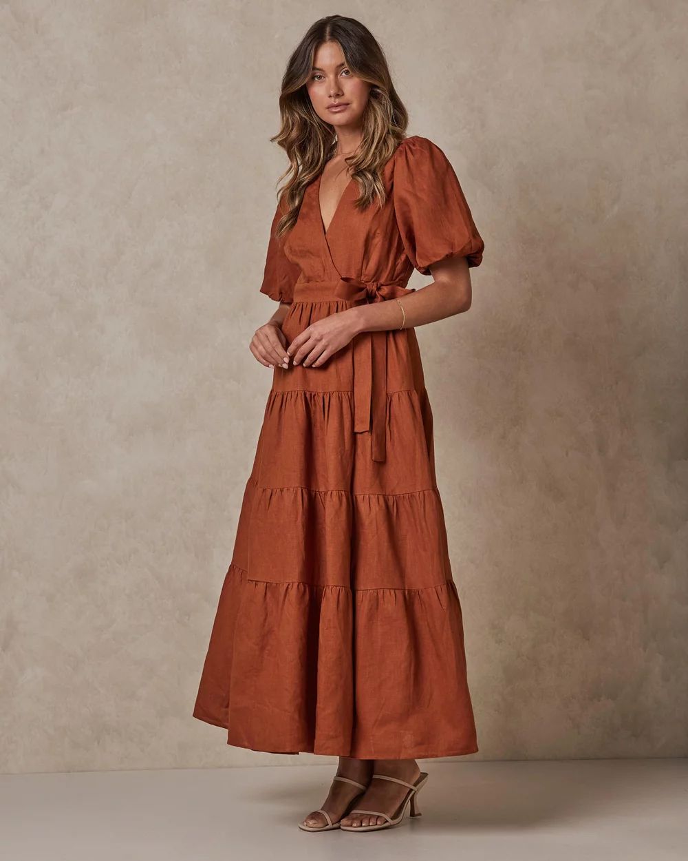 Tiered Linen Midi Dress | THE ICONIC (AU & NZ)