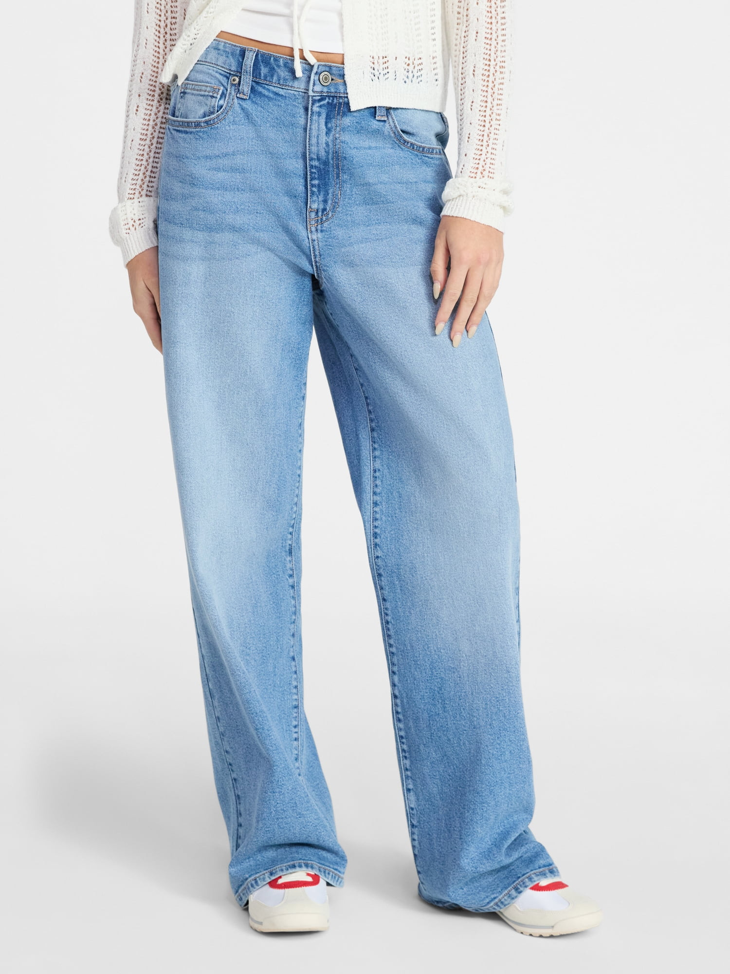 No Boundaries High Rise Baggy Wide Leg Jeans, 32" Inseam, Women's and Women's Plus XXS-4X | Walmart (US)