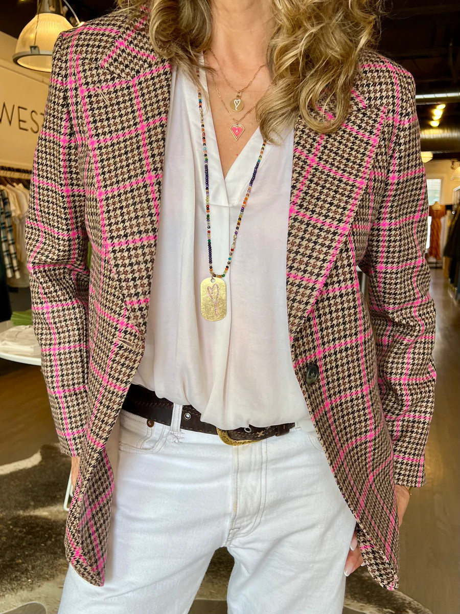 Pink Glencheck 90's Blazer | WEST2WESTPORT