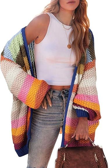 Dokotoo Fall Cardigan for Women Lantern Sleeve 2023 Spring Knit Cardigans Sweaters | Amazon (US)