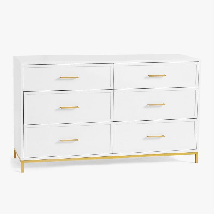 Blaire 6-Drawer Wide Dresser, Lacquered Simply White | Pottery Barn Teen