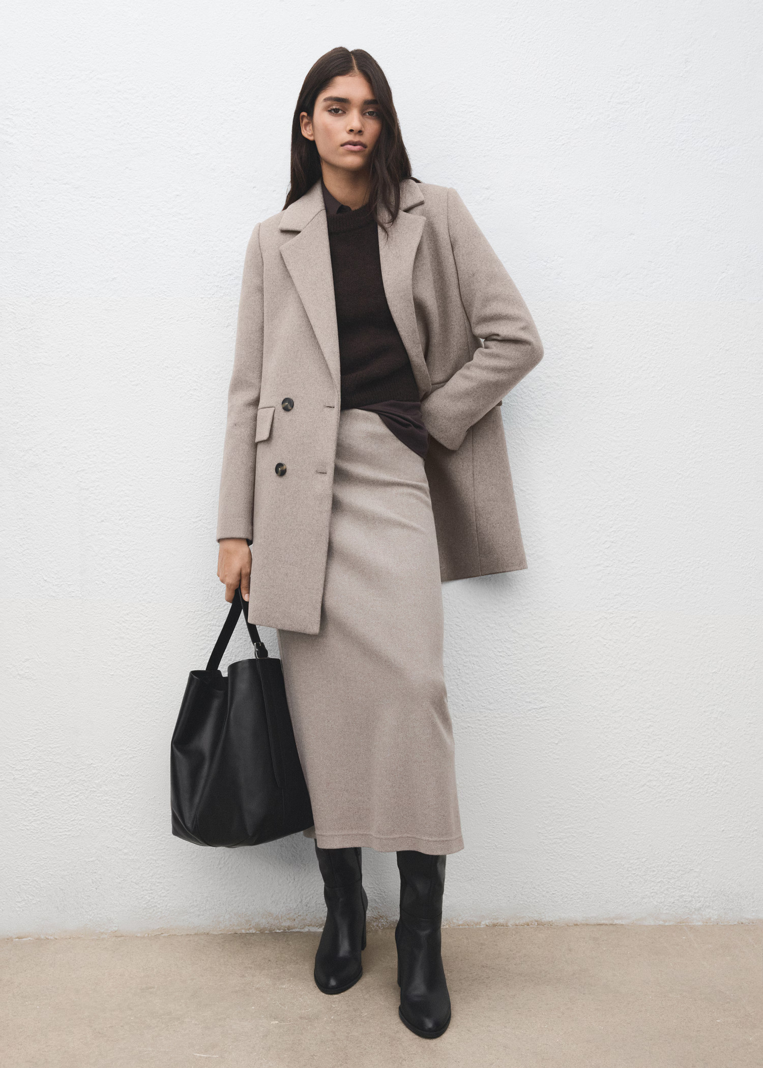 Double-breasted wool blend coat | MANGO (UK)