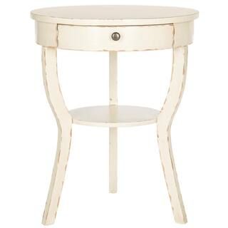 Kendra Rustic White/Cream Storage End Table | The Home Depot