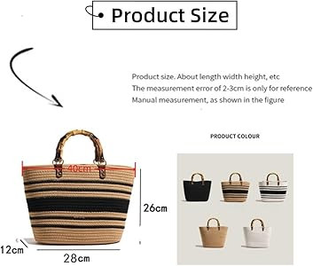 Women Large Woven Handles Beach Bag Straw Bag Tote Handmade Weaving Shoulder Bag Fashion Bag Hand... | Amazon (US)