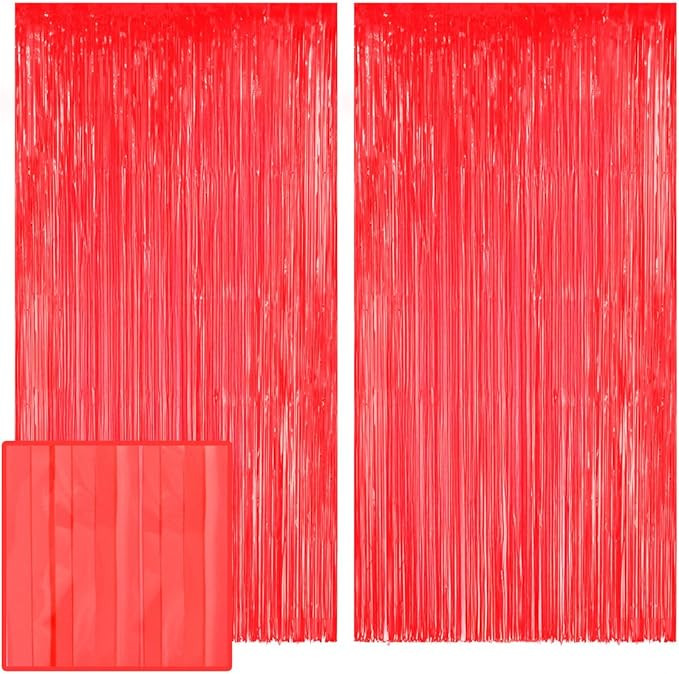 xo, Fetti Cherry Red Party Curtain - Set of 2 | Bachelorette Fringe Decorations, Cute Birthday Ph... | Amazon (US)