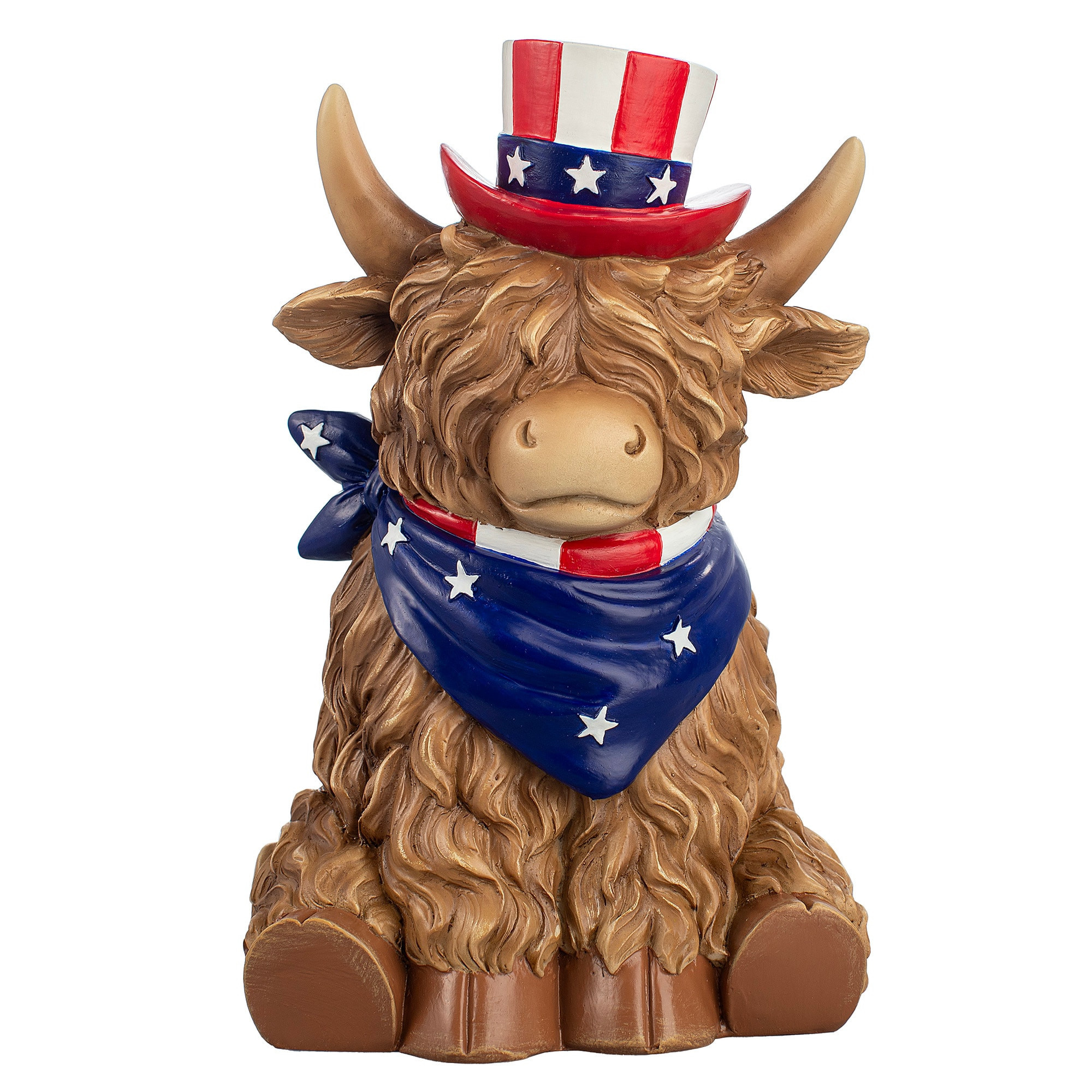 Holiday Living Indoor Free standing Highland Cow with Hat 4th of July Decor one_size | IAPT-008 | Lowe's