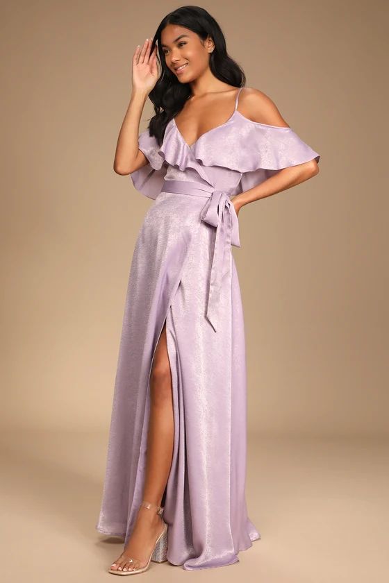 Moriah Lavender Satin Wrap Maxi Dress | Lulus (US)