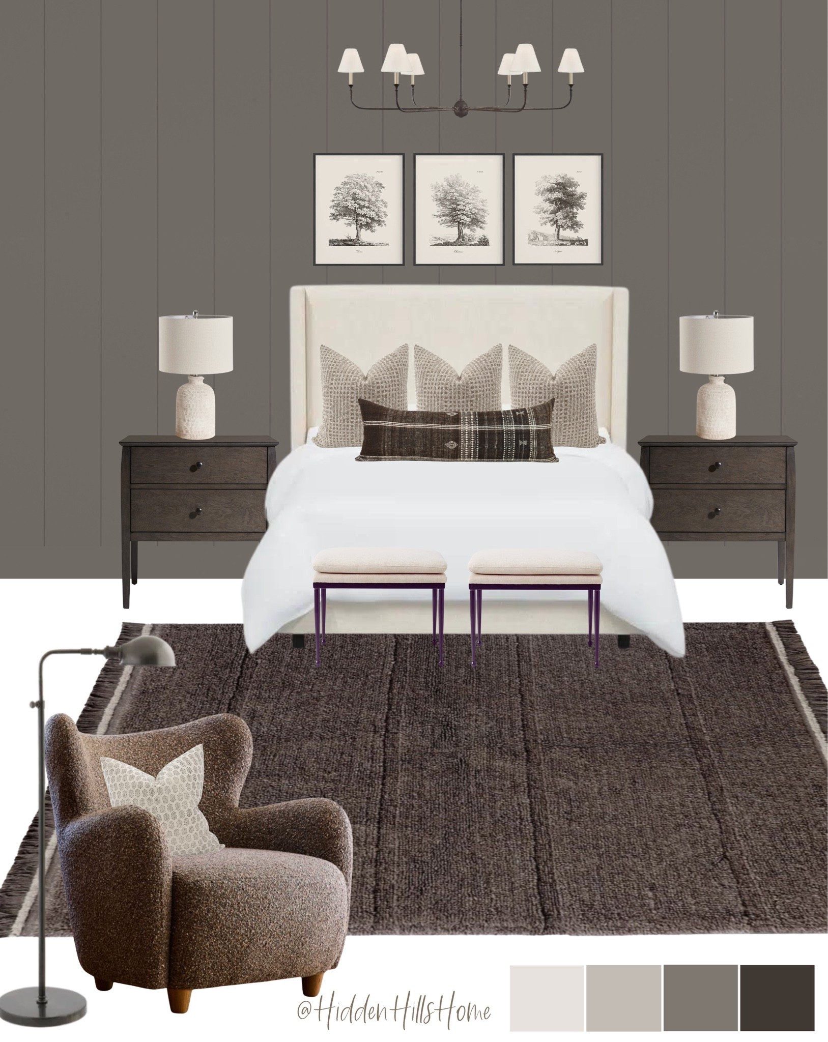Bedroom decor mood board, bedroom design ideas, bedroom inspiration, home decor, bedding, moody bedroom #bedroom
Wall color is SW Porpoise

#LTKHome #LTKSaleAlert #LTKSeasonal