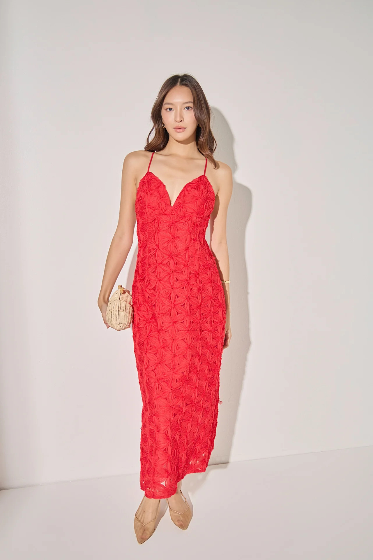 Spaghetti Strap Lace Midi Dress | OBJECTRARE