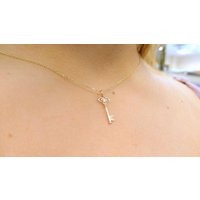 Key Necklace With Diamond 14K Yellow Gold/ Gold Necklace/ Minimalist Tiny | Etsy (US)