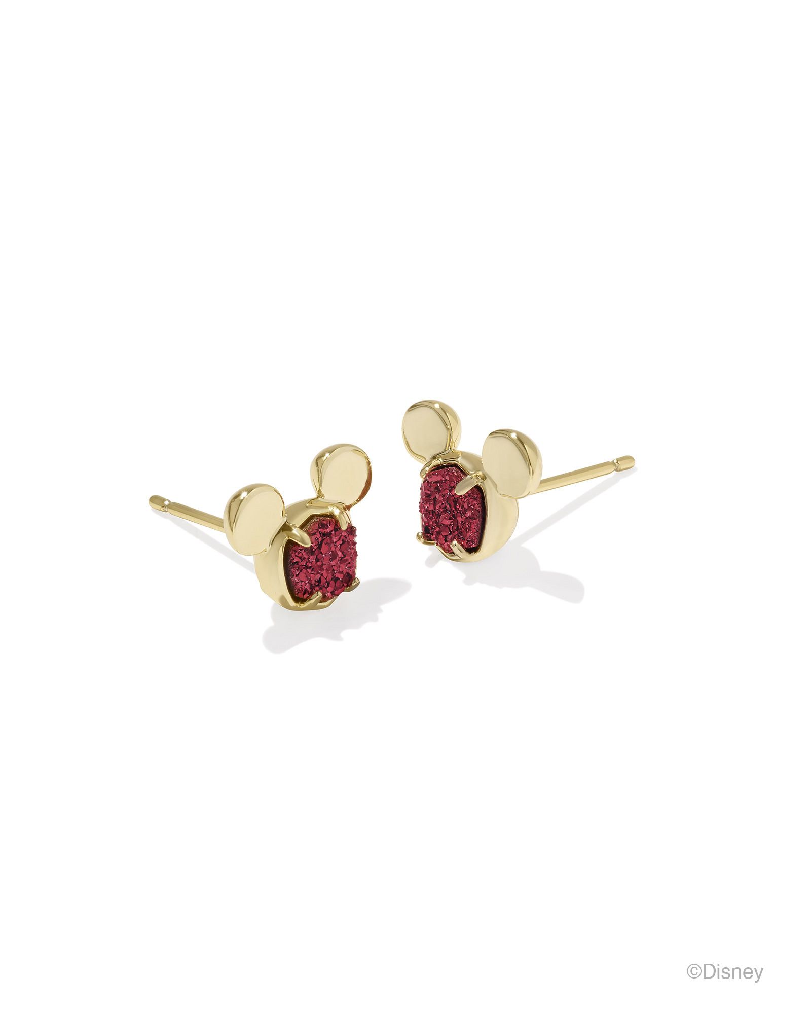 Disney | Kendra Scott Gold Mickey Mouse Stud Earrings in Bright Red Drusy | Kendra Scott