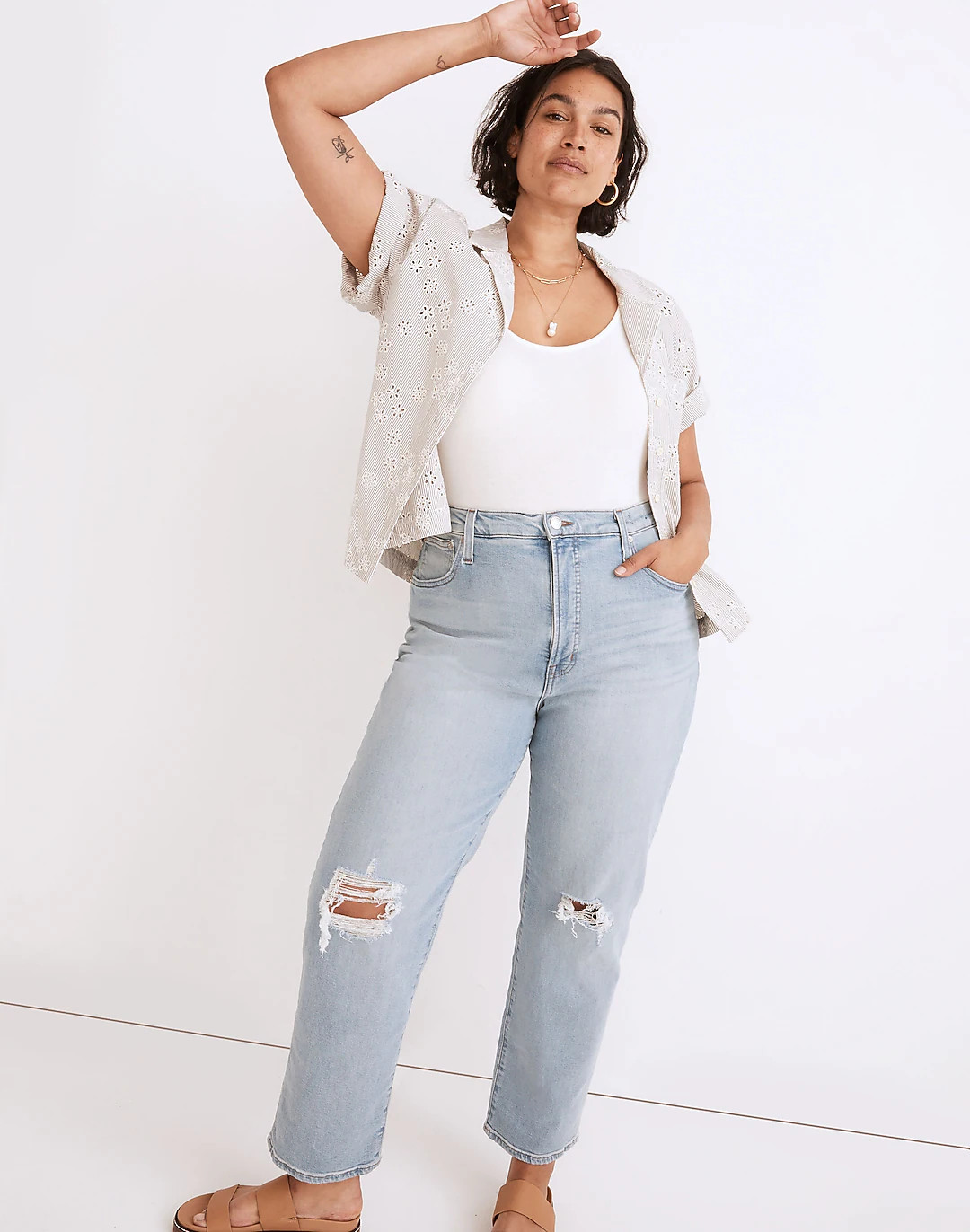 The Tall Perfect Vintage Straight Jean in Danby Wash: Knee-Rip Edition | Madewell