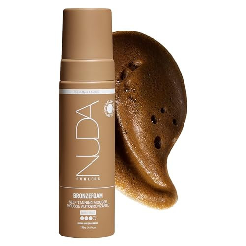 Nuda BronzeFoam Self Tanning Mousse | Lightweight, Fast-Drying & Streak-Free Sunless Tanner | Made with Niacinamide, Bakuchiol, Orchid Stem Cells, Panthenol & Ceramides | Easy to Apply (Dark, 190mL) | Amazon (US)