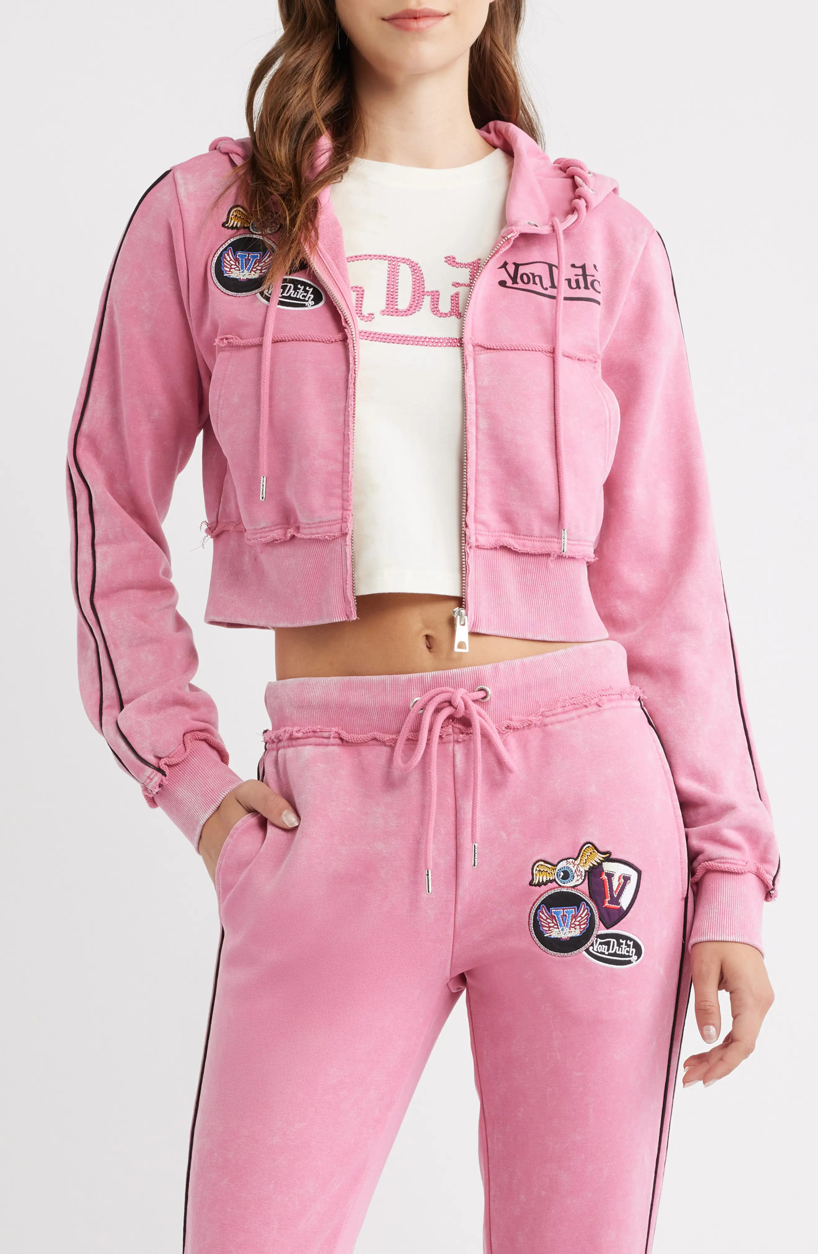 Cropped Raw Edge Full Zip Hoodie (Women) | Nordstrom | Nordstrom