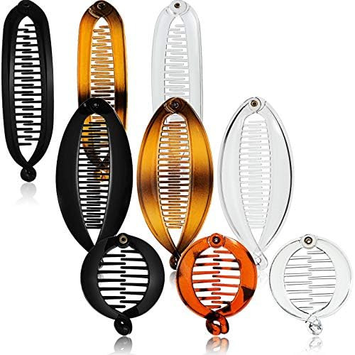 9 Pieces French Banana Clip Hair Comb Fishtail Hair Clip Comb and Round Banana Clips Flexible Ponyta | Amazon (US)