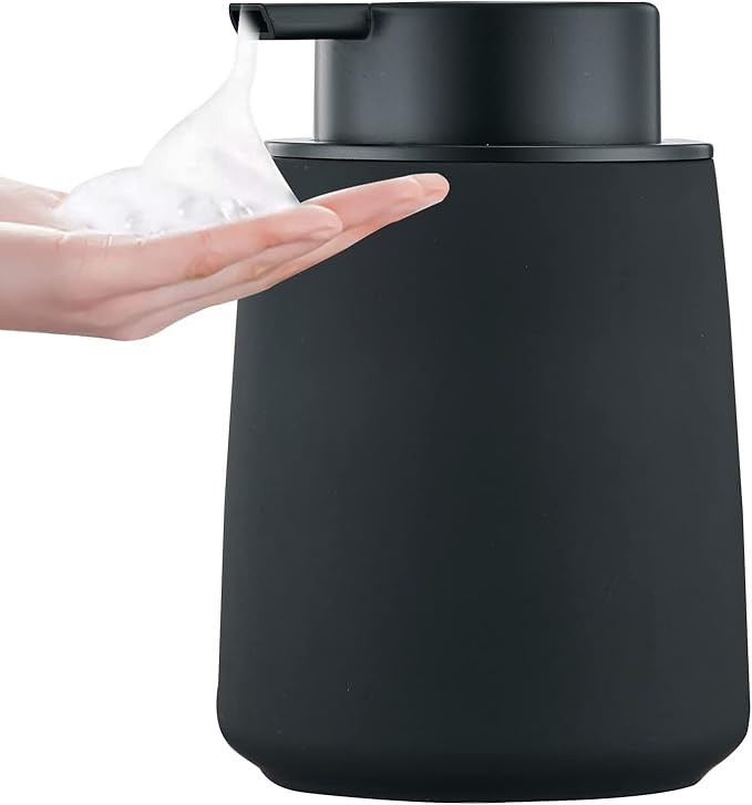 Black Foam Hand Soap Dispenser - 12Oz Ceramic Foaming Soap Dispenser for Bathroom with Easy-to-Pr... | Amazon (US)