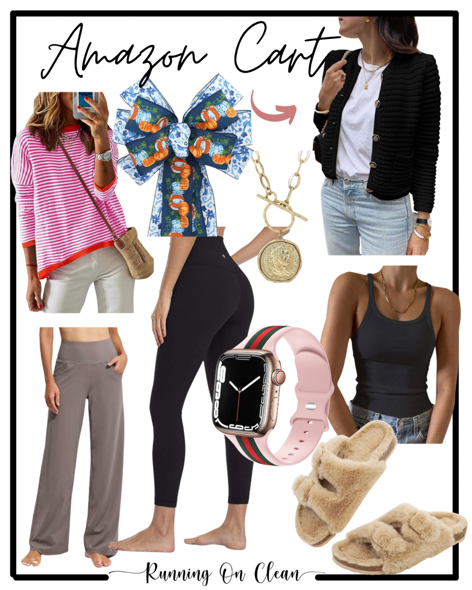 Latest Amazon purchases! Fall outfits 
Leggings - favorite $30 leggings tts
Fuzzy sandals 
Tanks - size up - medium
Lounge pants tts 
Cardigan - tts 
Sweaters 
Watch band! 
Coin necklace for less 
Amazon fashion finds 
Home decor - fall bow  

#LTKHoliday #LTKover40 #LTKfindsunder100