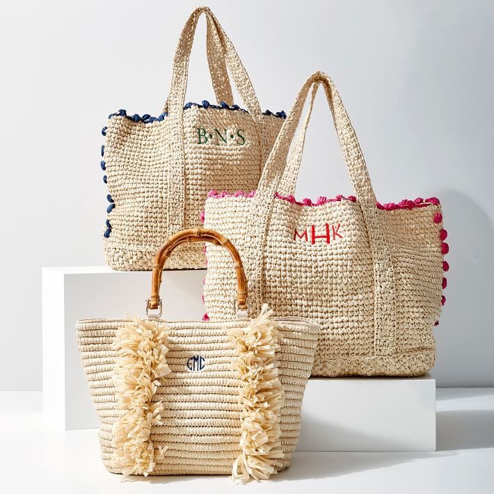 Bamboo Straw Fringe Beach Bag | Mark and Graham