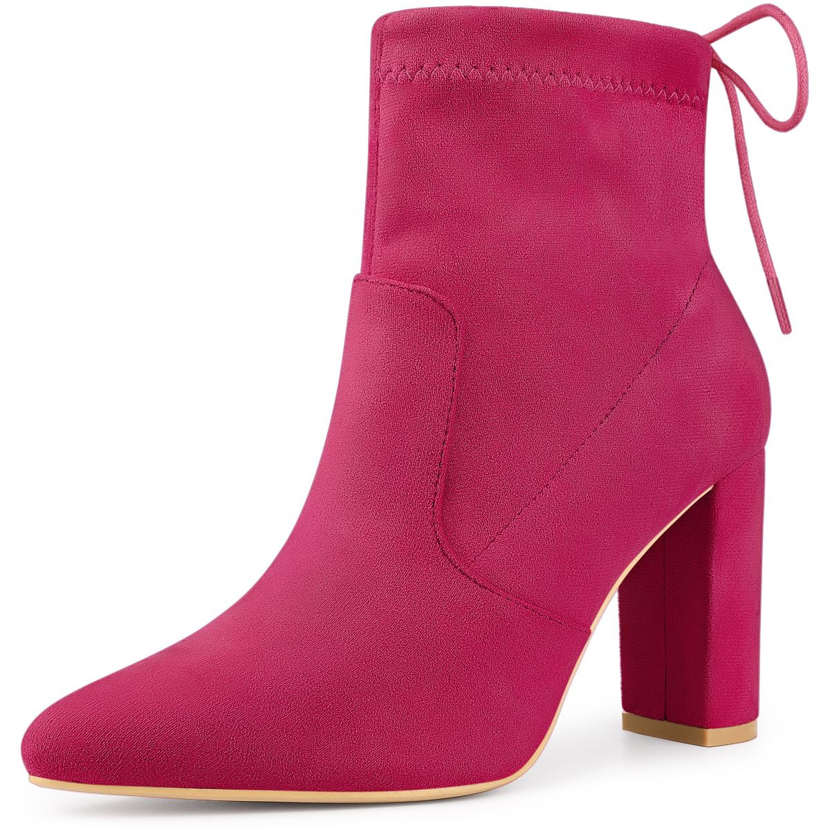 Allegra K Women's Pointed Toe Pull-On Drawstring Block Heel Ankle Boots | Target