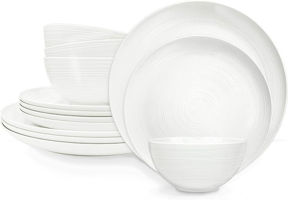 Zak Designs Melamine Dinnerware Set, 12-Piece, Service for 4, American Conventional (White) | Amazon (US)