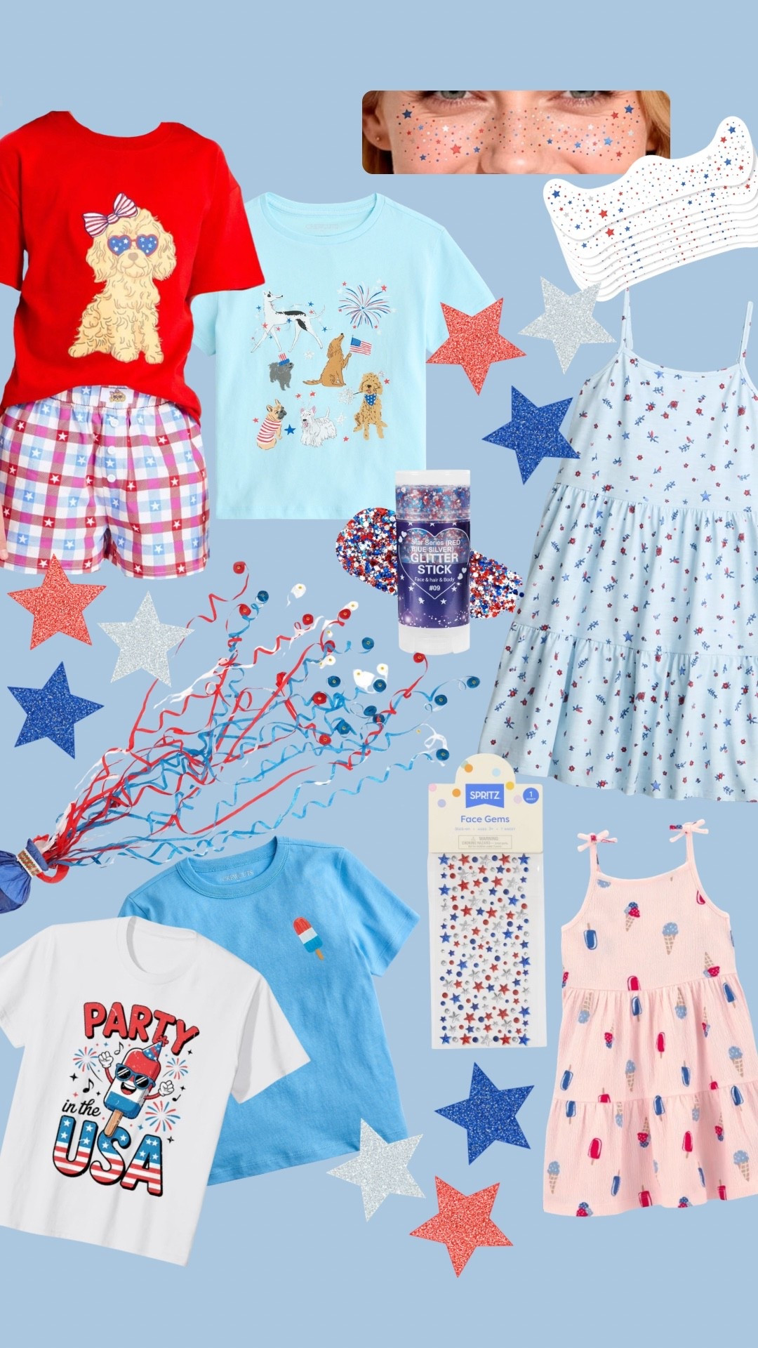 4th of July finds for kids ❤️🤍💙 Some of my favorite red, white, and blue 4th of July outfits for kids , graphic tees, dresses, face and hair glitter, accessories, and festive extras for summer celebrations, parades, BBQs, and fireworks night. ✨ Everything is linked here!

#LTKmomlife #LTKKids #LTKSeasonal