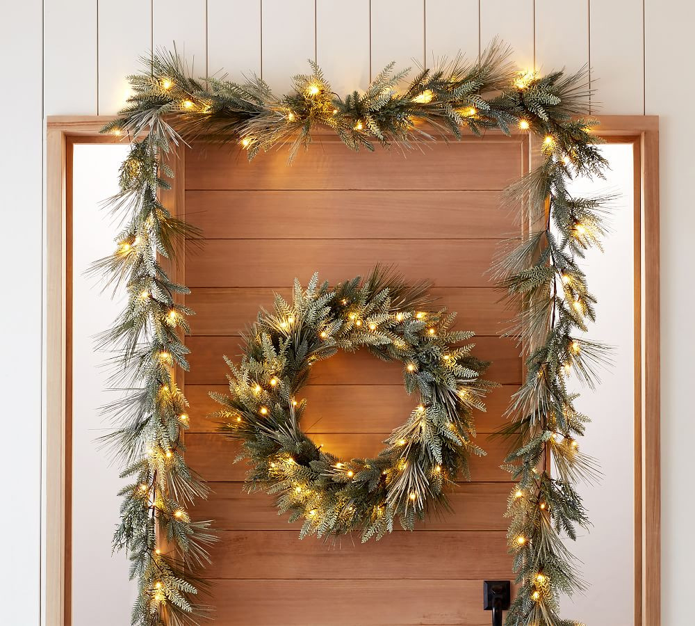 Flocked Pine Wreath & Garland | Pottery Barn (US)