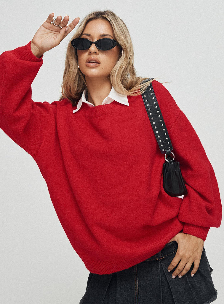 Ryanna Sweater Red | Princess Polly US