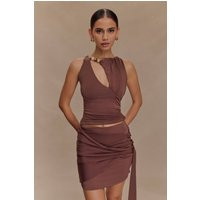 Alicent Slinky Beaded Top / Chocolate | MESHKI | L | MESHKI US