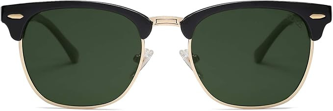 SOJOS Retro Semi Rimless Polarized Sunglasses Horn Rimmed UV400 Glasses SJ5018, Yellow Tortoise F... | Amazon (US)