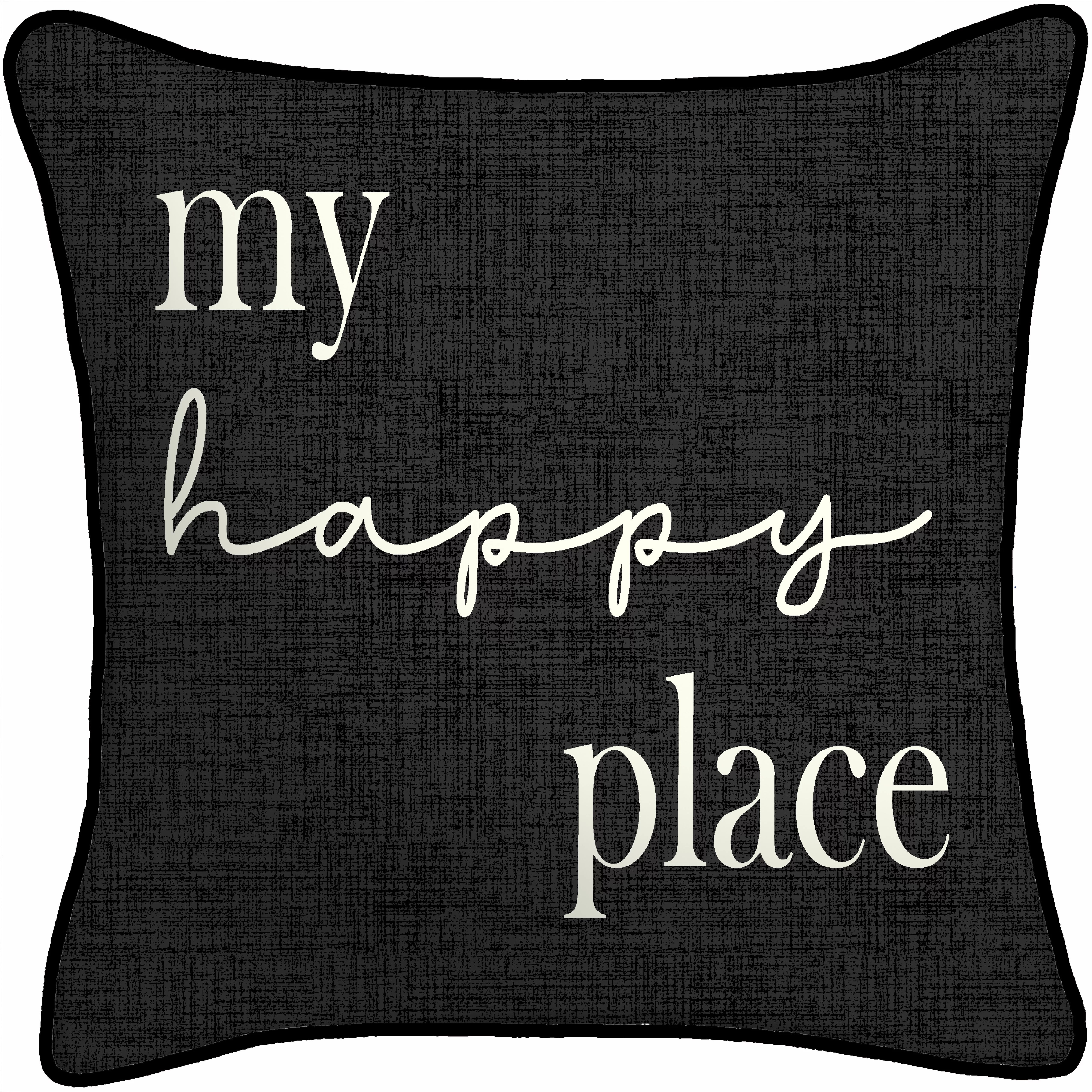 Mainstays 16" x 16" Gray Novelty My Happy Place Square Reversible Outdoor Throw Pillow (1 Pack) | Walmart (US)