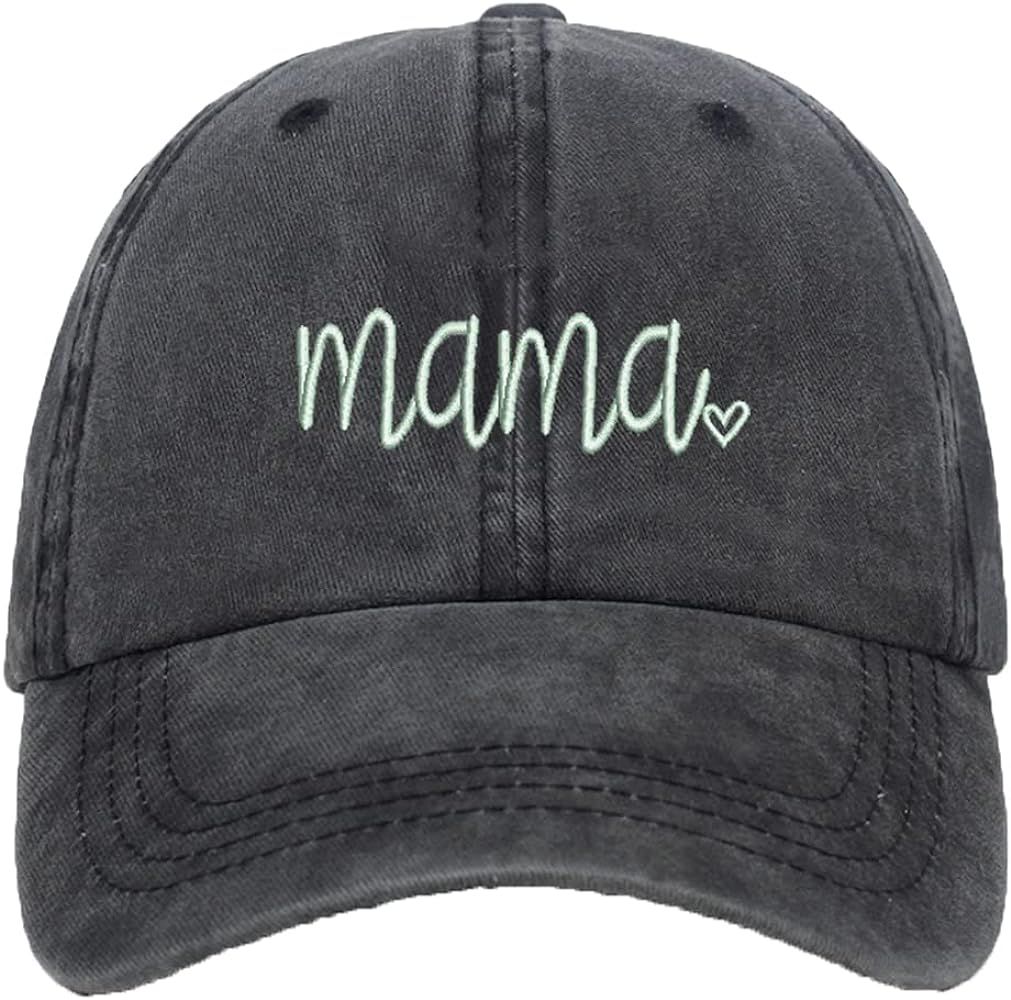 Women's Baseball Cap Mama Vintage Distressed Washed Cotton Adjustable Dad Hat Outdoor | Amazon (US)