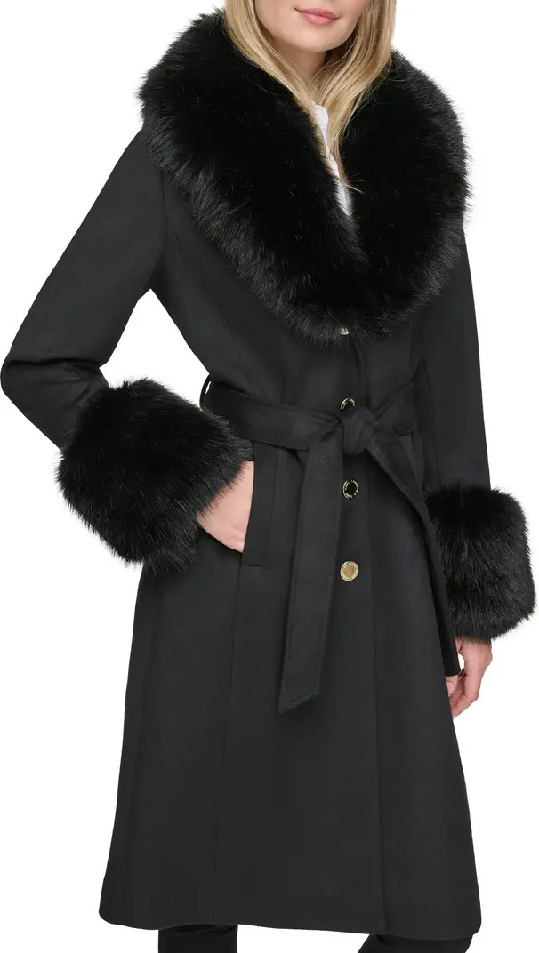 Faux Fur & Wool Blend Coat | Nordstrom