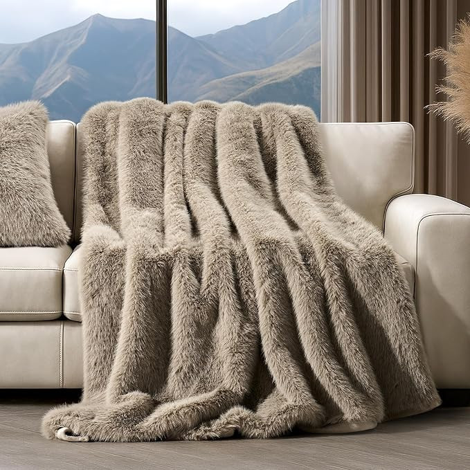 Luxury Faux Fur Throw Blanket, Soft Fluffy Faux Mink Blankets for Bed, Couch, Sofa, Thick Cozy Pl... | Amazon (US)